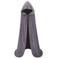 thumbnail image 3 of Huowey Witch Cloak With Hood Women Gothic Vampire Halloween Costumes Cape Vintage Tie Front Fancy Dress-Up Party Robe,Grey,XXXXL, 3 of 3