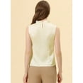 thumbnail image 3 of Top de Satén Allegra K Sin Mangas Verano Con Volantes En El Cuello Y Parte Delantera Plisada Mujer Leche Blanca M, 3 of 5