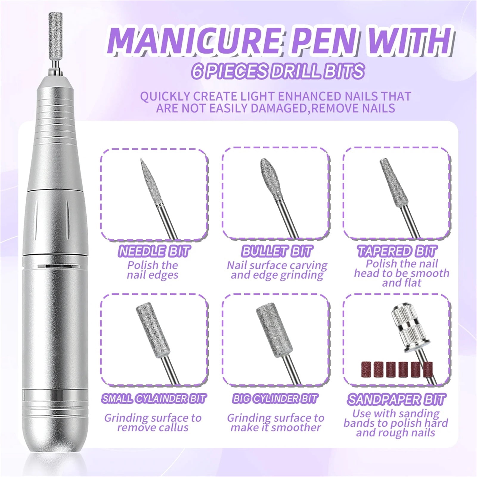 45000RPM Nail Drill Machine For Manicure With LCD Display Sander Nail Rechargeable Nail Lathe Electric Cordless Drill For Gel