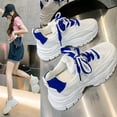 thumbnail image 5 of AUDeals Women’s Chunky Mesh Sneakers Thick Sole PU Leather Platform Shoes Lace Up Casual Walking Sneakers (Blue, 6.5), 5 of 7