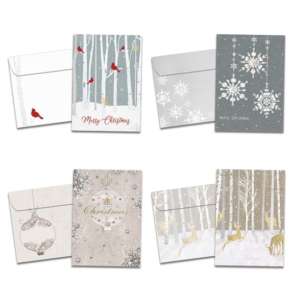 Tree Free Natural Elegance Variety Holiday Collection Greeting Cards, with Envelopes 7" x 3" (16 Count)