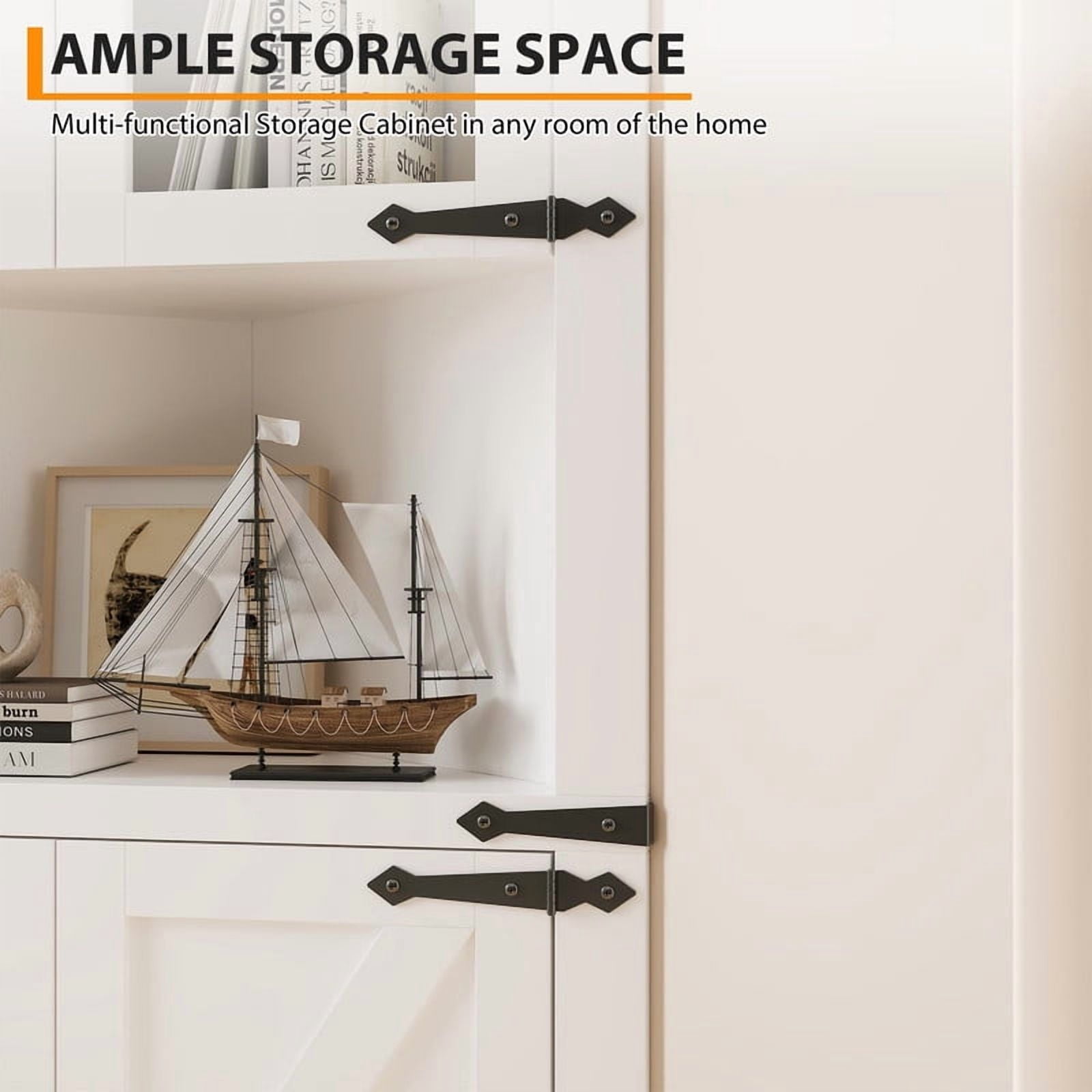 TROPOW Tall Corner Storage Cabinet, Bathroom Floor Storage Cabinet with Doors and Adjustable Shelves, Freestanding Tall Cabinet Organizer for Bathroom, Kitchen, Living Room