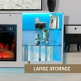 thumbnail image 6 of TV Stand with Fireplace for 62 Inch TV, Modern Electric Fireplace TV Cabinet, Media Entertainment Center Television Console Table with 16 Color, Remote and Adjustable Glass Storage Shelves, White, 6 of 12