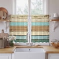 thumbnail image 2 of Farmhouse Teal Brown Kitchen Curtains, Ombre Wooden Vintage Light Filtering Window Curtain Panels, 2Pcs Rod Pocket Window Treatments Set for Study Room Bathroom Bedroom 52x54 Inches, 2 of 9