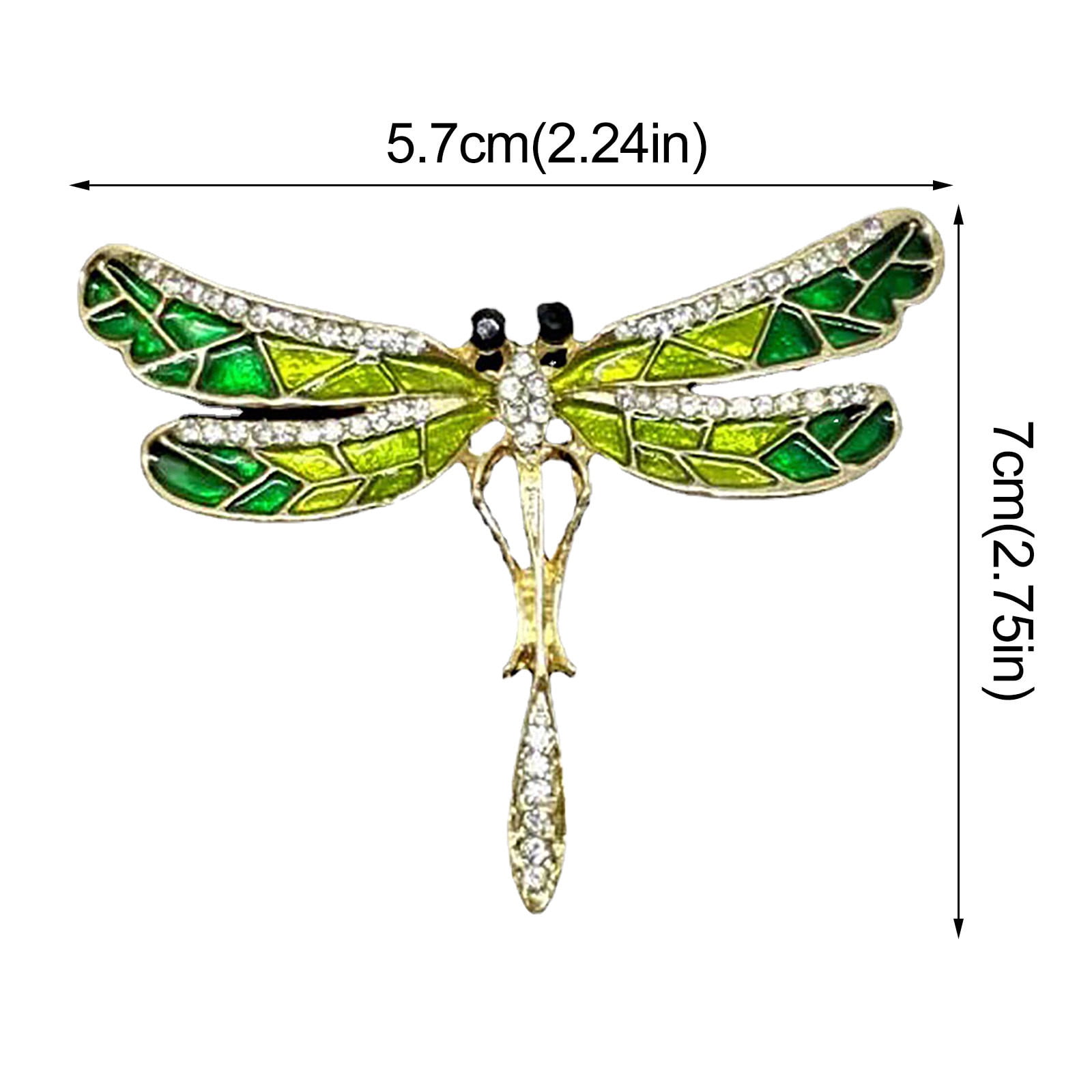 clear rhinestones & glitter 7" gold dragonfly Christmas ornament with net wings 
