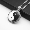 thumbnail image 2 of Collier Pendentif Ying Yang Noir et Blanc en Acier Inoxydable, 2 of 4