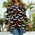 thumbnail image 4 of Abcomgle Halloween Shirts for Women Plus Size Spooky Bat Graphic Shirts for Women Crewneck Long Sleeve Tee Top for Women Holiday Loose Fit Womens Tee Shirts,2XL, 4 of 4