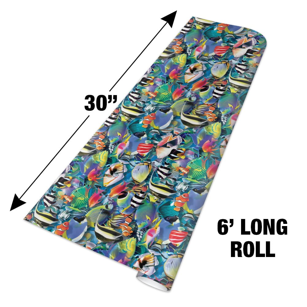 Ocean Coral Reef Fish Jam Diving Pattern Premium Roll Gift Wrap Wrapping Paper 