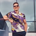 thumbnail image 4 of Balery Purple Gold Marble Swirls Camisa Polo de Hombre con Estampado, de Manga Corta y Tejido Medio, Camisa Tipo Golf Polo-4X-Large, 4 of 6