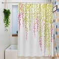 thumbnail image 3 of Spring Leaves Shower Curtain Set, Waterproof Shower Curtains for Bathroom, Green Pink Pastoral Botanical Branches Washable Fabric Cloth Bath Curtain for Bathtub Decoration with Hooks 66x72 Inches, 3 of 9