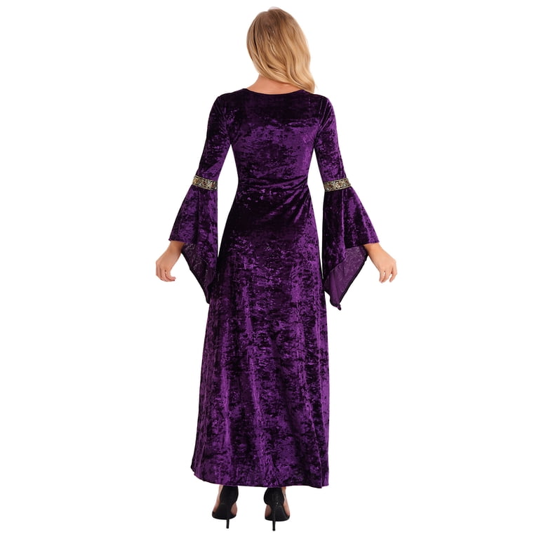 purple velvet dress costume Purple Velvet Elven Dress, Medieval Celtic Gown