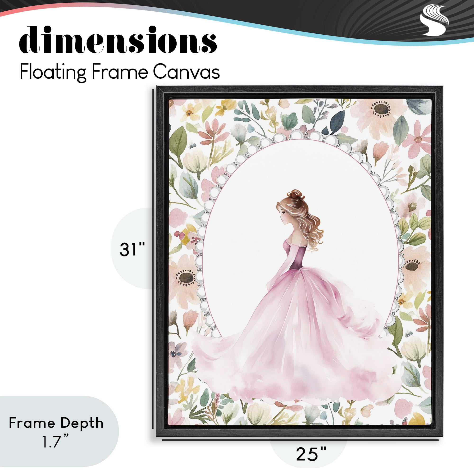 Stupell Industries Elegant Princess Love Black Framed Floater Canvas Wall Art, design by Christine Simpson Art