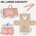 thumbnail image 6 of Convertible Garment Bag for Travel - Carry On Garment Bags With Shoes Bag, Foldable Large Weekender Bag for Men Women 2 in 1 Hanging Suitcase Suit Duffel Overnight Bags 2pcs Set, Pink, 6 of 8