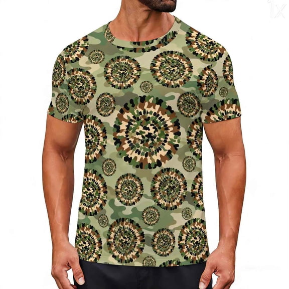 Lopecy-Sta Mens Short Sleeve Shirts Casual Sports Round Neck Vintage Tshirts Big and Tall Crew Neck T-Shirts Camouflage Graphic Tees Fashion Shirt