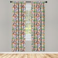 thumbnail image 3 of Ambesonne Retro Curtains, Hippie Colorful Circles, Pair of 28"x95", Multicolor, 3 of 5