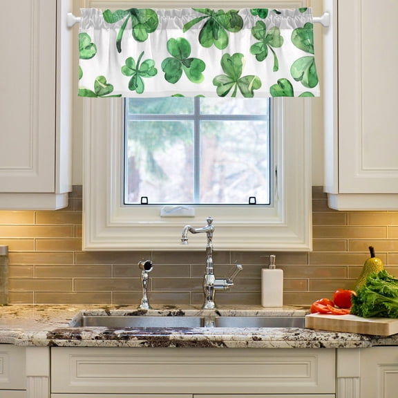 St Patrick Curtain Valances Farmhouse Design Window Treatment Decor Blackout Rod Pocket for Windows Living Room Kitchen 54" x 18"