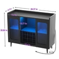 thumbnail image 2 of Homieasy Assembled Wine Bar Cabinet with Power Outlet and LED Lights, Wood Black, 2 of 7