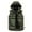 Army Green, variant on Men's Autumn&Winter Solid Color Sleeveless Zipper Hooded Vest Parkas