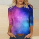 thumbnail image 1 of ICHUANYI Clearance Women's Fashion Printed Loose T-shirt 3/4 Sleeves Blouse Round Neck Casual Tops(Purple, L) ICHUANYI WER2023081401622, 1 of 5