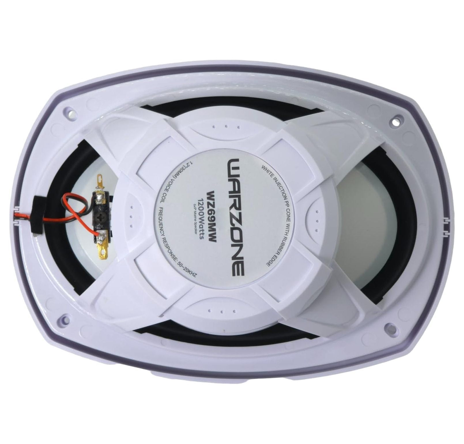 WZ69MW 6x9-Inch 2-Way Marine Speaker, 1200W Max, 4 Ohms, 20oz Magnet, White Injection Cone with Rubber Edge for Boats and Outdoor Audio (2 Speakers)