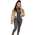 thumbnail image 2 of Hontri Plus Size Coat for Women on Sales, Women's Cropped Jacket Women Winter Shiny Zip Up Short Bubble Puffy Coats Black,Silver,Gold,Hot Pink, 2 of 5