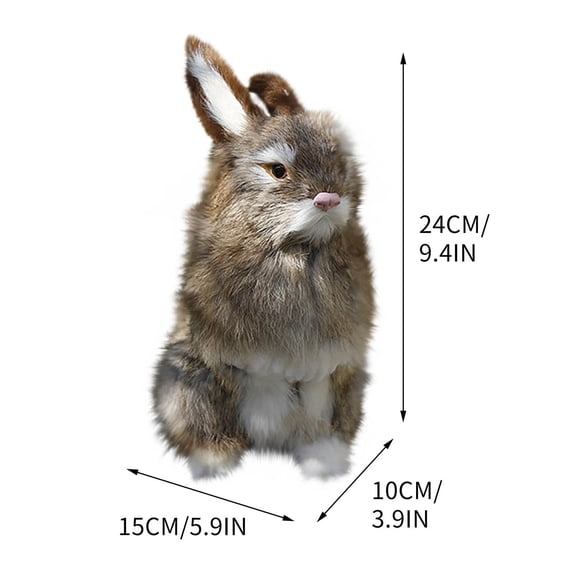 Brown Easter Bunny Simulation Plush Toy Realistic Rabbit Figurine Brown 24Cm