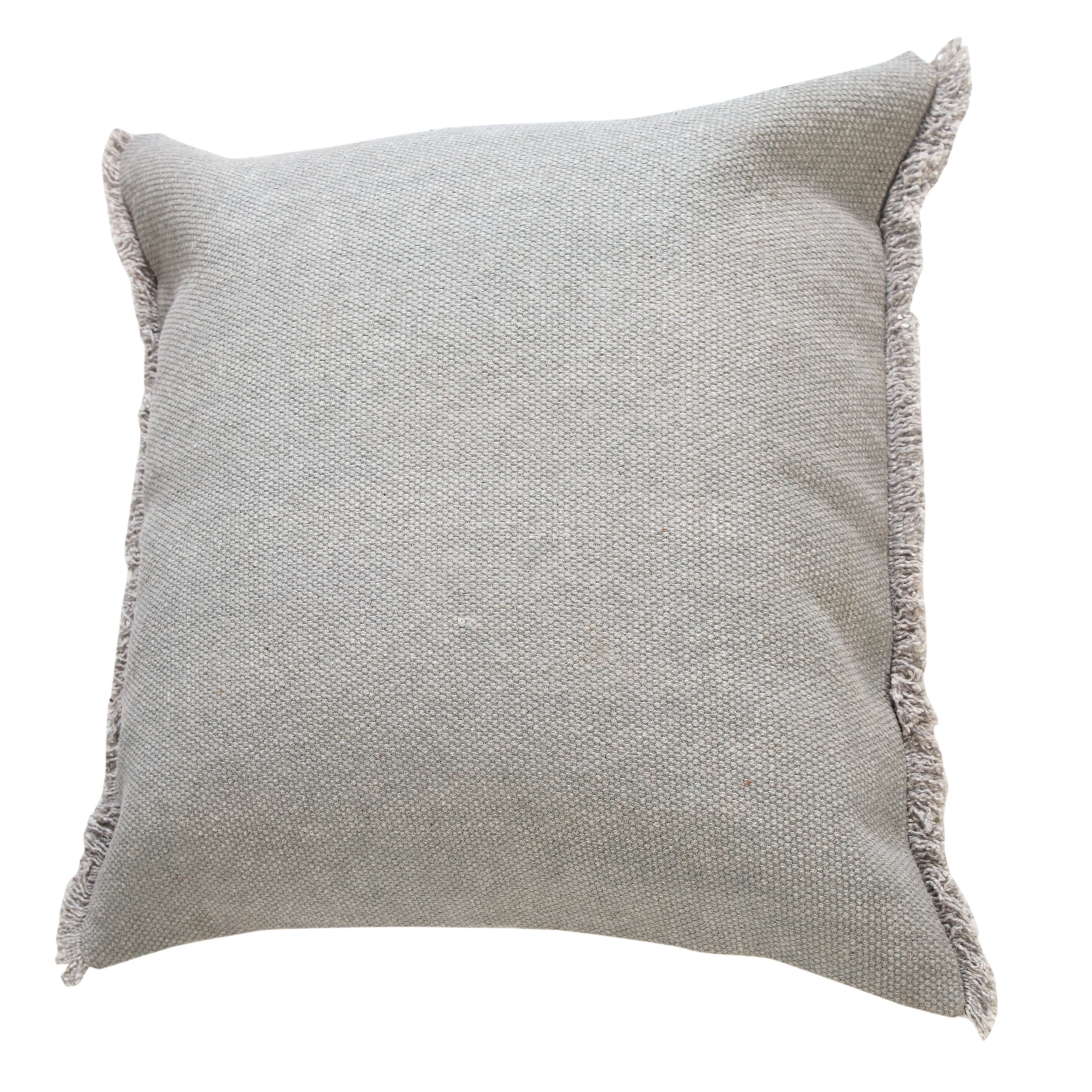 Ox Bay Nellie 20" x 20" Gray Fringed Cotton Adult Decorative Throw Pillow