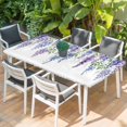 thumbnail image 2 of Purple Weeping Flowers Table Cloths for 3 Foot Rectangle Tables, Spring Floral Elegant Pastoral Patio Waterproof Elastic Fitted Tablecloths, Washable Rectangular Table Cover for Camping, 2 of 8
