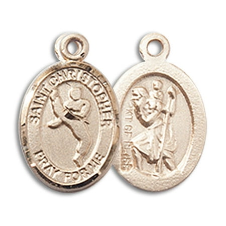 - 14kt Yellow Gold St. Christopher/Martial Arts Medal 1/2 x 1/4 inches