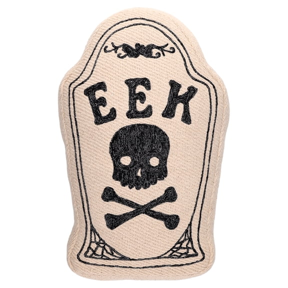 Eek Tombstone-Shaped Decorative Pillow, Black and Beige, 10" x 15", Halloween by Way To Celebrate