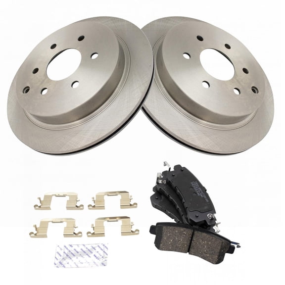 TRQ Rear Brake Pad & Rotor Kit Brake Pads Brake Rotor Ceramic Fits Select 2011-2013 INFINITI QX56 2014-2021 QX80 2017-2021 Nissan Armada