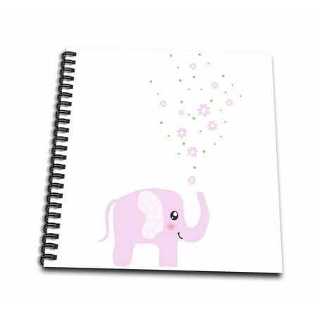 Flowers Baby Nursery (3dRose Cute pink elephant blowing flowers from trunk - girly kawaii kids nursery animal baby girl cartoon - Mini Notepad, 4 by)