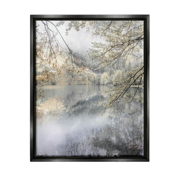 Foggy Pond Landscape Reflection Landscape Photograph Jet Black Framed Art Print Wall Art