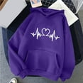 thumbnail image 6 of Pimelu Valentines Day Sweater Women Valentines Hooded Sweater for Women Fashion ECG Graphics Print Oversized Sweatshirts Ladies Long Sleeve Pullover Hoodies Tops with Pocket, 6 of 6