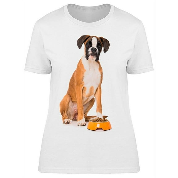 Boxer Dog With Food T-Shirt Women -Image by Shutterstock, Female Small