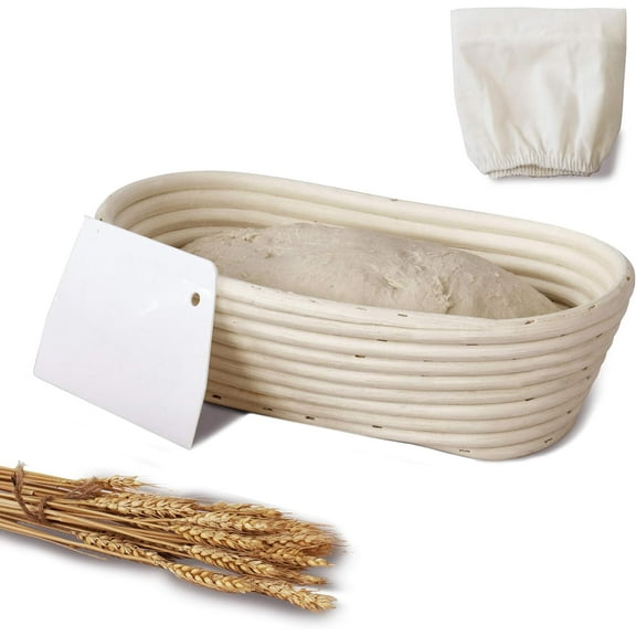 Oval Banneton Proofing Baskets for Sourdough Bread | Oval & Baguette Wicker Cane Brotform Set for Batards