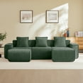 thumbnail image 3 of Newest Modern U-Shape Velvet Sectional Sofa with 2 Ottomans & Throw Pillows for Living Room & Lounge, Green, 3 of 18