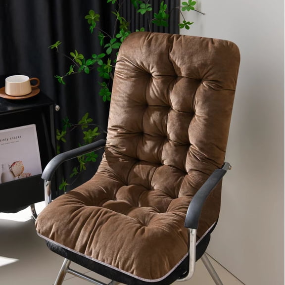 suxuMhao Thick Seat Cushion with Back Support, Office Chair Cushion for Butt, Gaming Chair Cushion, Bedroom Soft Seat Cushion, 18"×37"×3.15" Brown, 1 Piece Desk Chair Pad for Long Sitting