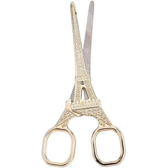 304 Stainless Steel Scissors Eiffel Tower Light Gold 14x5.3x0.35cm