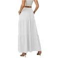 thumbnail image 2 of OGLCCG Women's Flowy Maxi Skirt Summer High Waisted Casual A-line Layered Tiered Long Skirts with Pockets Elegant Boho Beach Skirts,XXL, 2 of 6