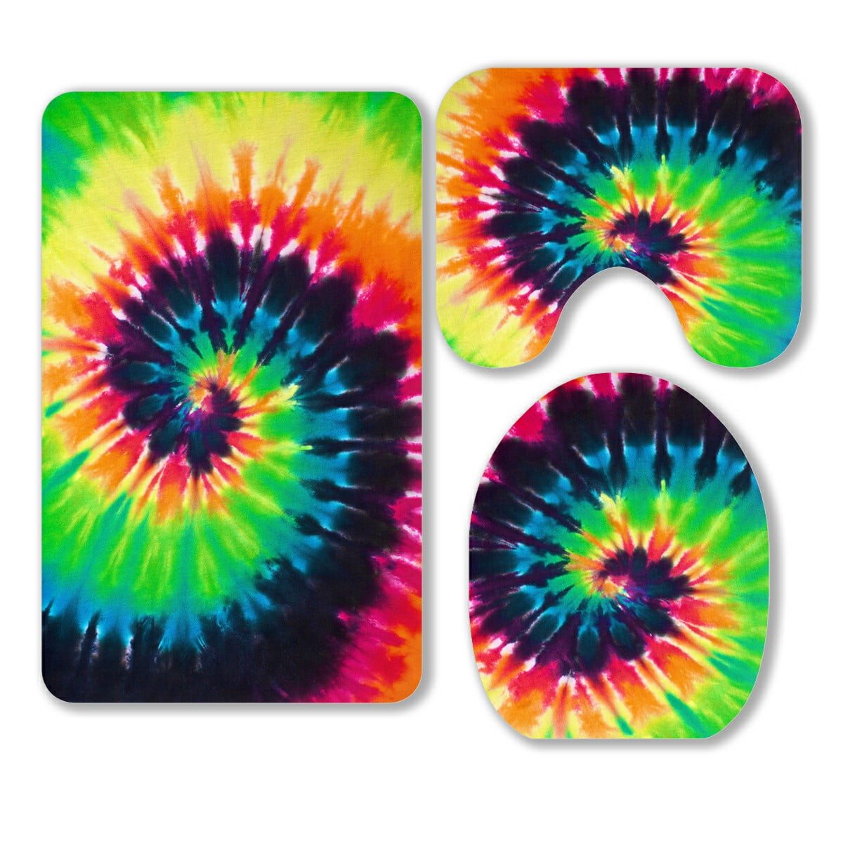 ABPHQTO Colorful Tie Dye 3 Piece Bathroom Rugs Set Bath