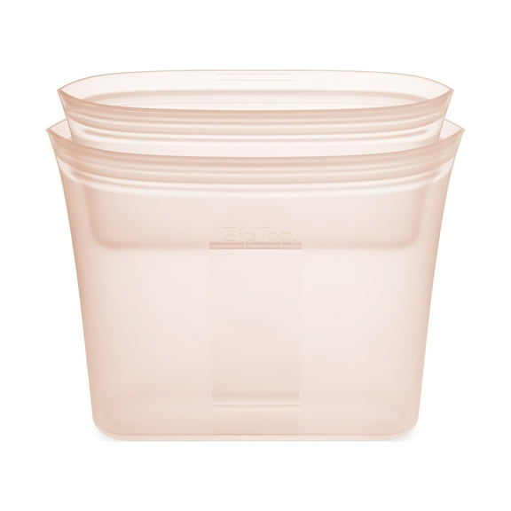 Zip Top Reusable 100% Platinum Silicone Food Storage Containers - Made in the USA - 2 Bag Set - Peach