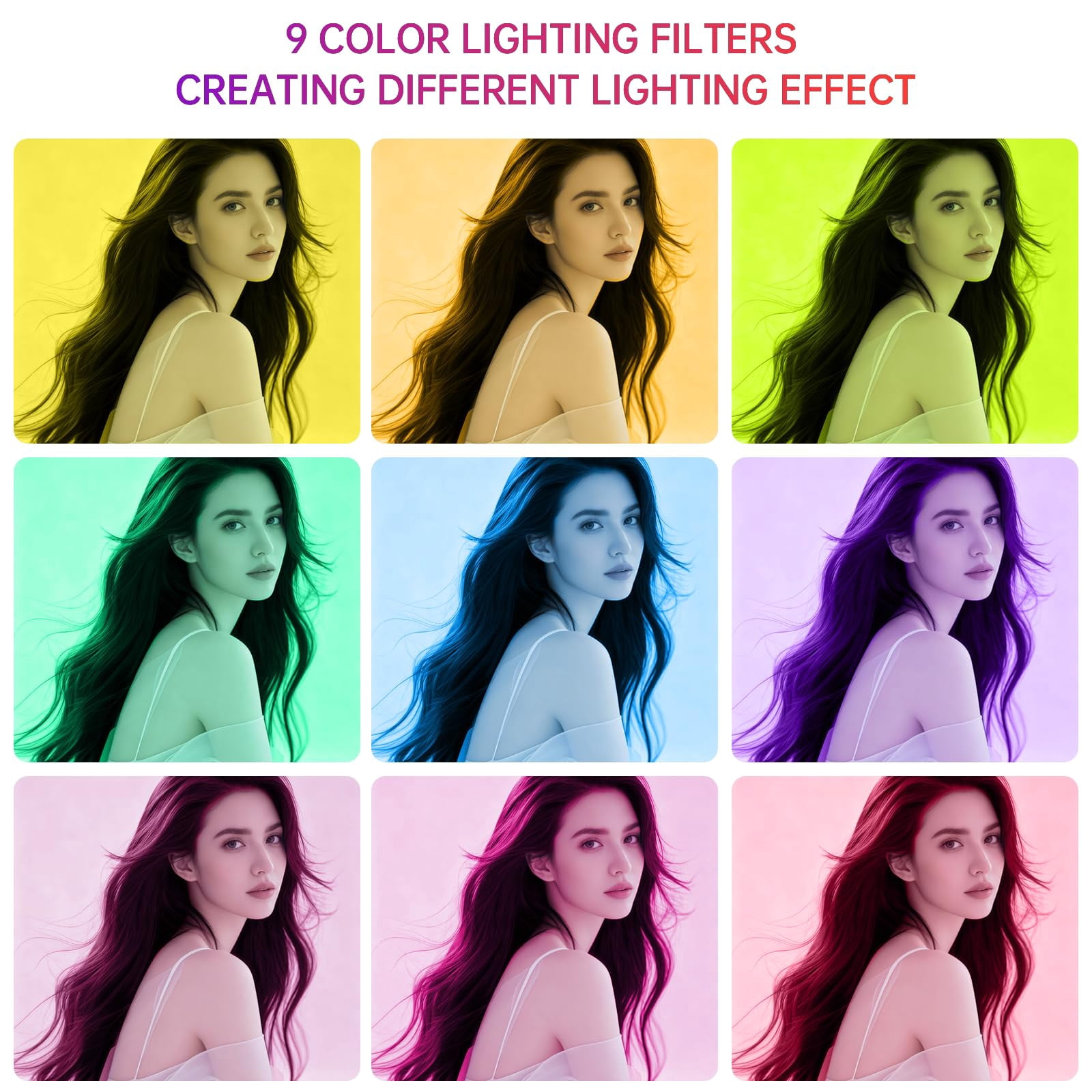 Four-arm RGB LED Photography Light, Equipped with Tripod Stand,Photography Bag,36 PCS Color gels, Suitable for Live Streaming,Video Recording,Eyebrow Embroidery,Makeup,Tattoo,Lash,YouTube Videos