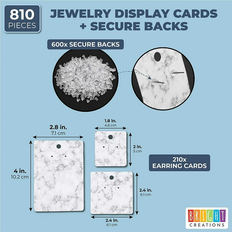 810-Pcs Earring Display Cards with Secure Back, White and Gray Necklace  Display Cards for Selling, Hanging Jewelry, Retail, DIY, Marble Design (3