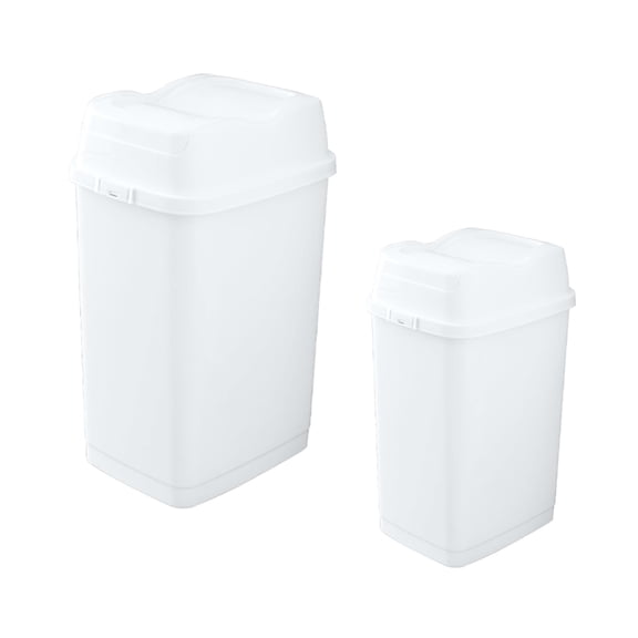 Superio 1.25 Gallon and 2.5 Gallon Plastic Garbage Cans with Swing Top-Split Lid | Small Trash Cans with Lid | Durable Plastic | Slim & Sturdy Trash Bins | Fingerprint Resistant | 5L / 10 L - White