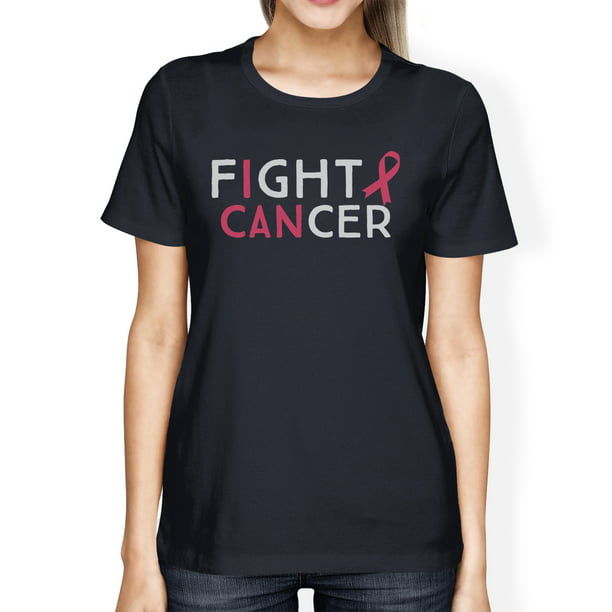 365 Printing Fight Cancer I Can Breast Cancer Shirts Womens Navy Graphic Tshirt