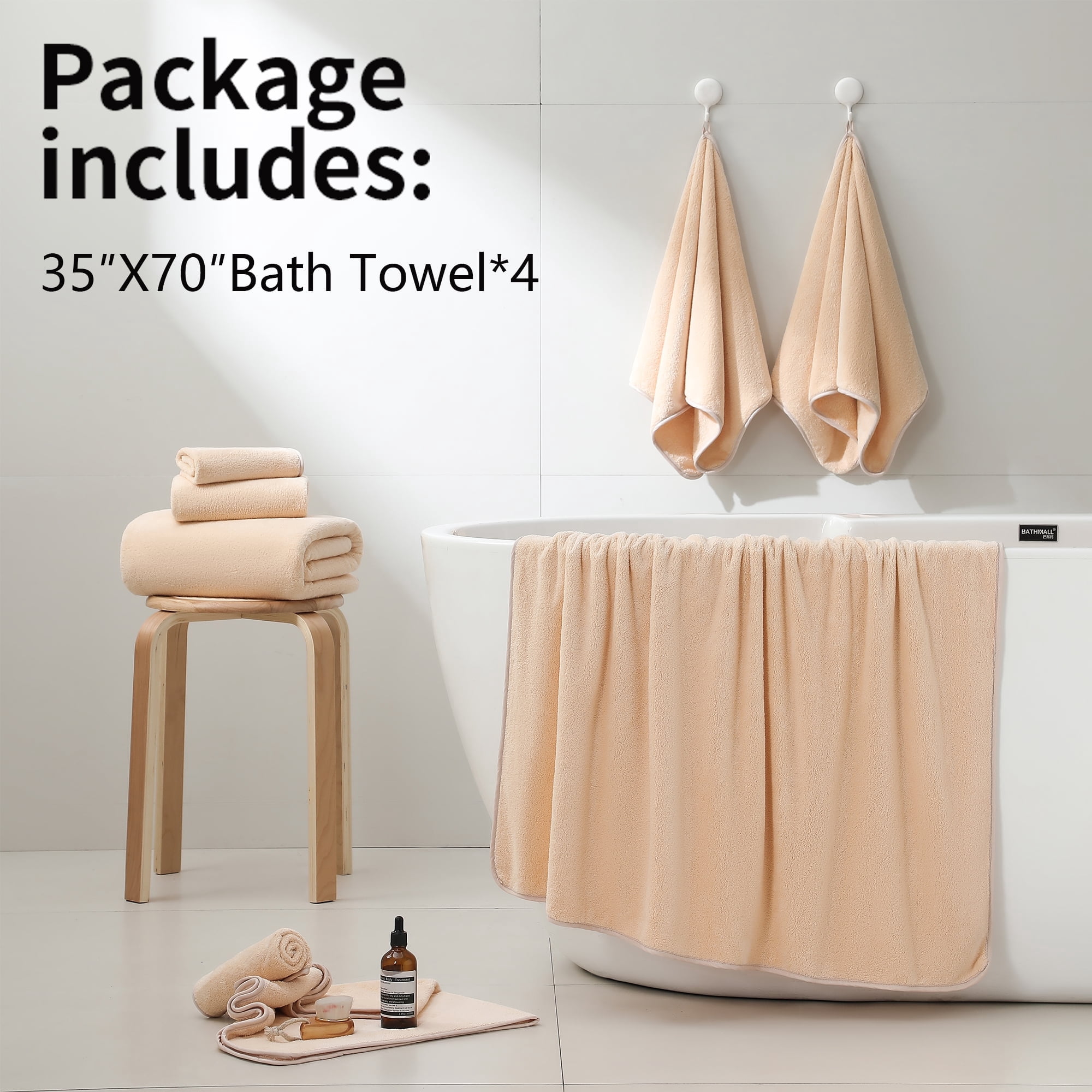 Jessy Home 4 Pack Oversized Bath Sheet Towels 700 GSM Ultra Soft Apricot Yellow Bath Towel Set