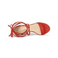 thumbnail image 4 of BLISSFUL STEP Women's Open Toe Lace up Sandals Mid Block Heels Sandals Orange 10.5, 4 of 7