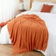 thumbnail image 5 of Burnt Orange Throw Blanket for Couch Bed,Fall Throws with Tassels,Halloween Blanket,50"x60", 5 of 9