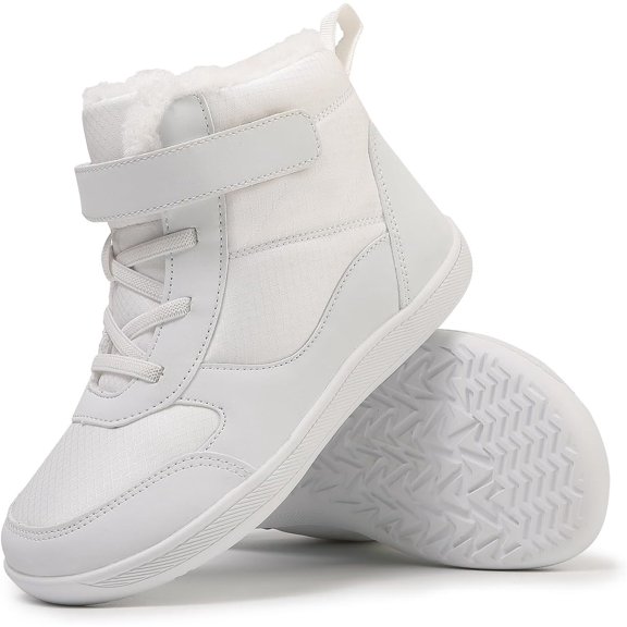 Children’s Winter Boots with Wide Toe Box Waterproof Zero Drop Sole Minimalist Barefoot Hiking Snow Boots for Girls and Boys Non-Slip Plush Lining Ankle Snow Boots for Toddler/Little Kids/Big Kids